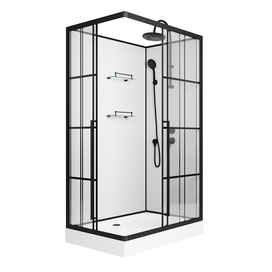 Душевая кабина Niagara Standart ST100/80/15QR/KL/BKT (100х80х225) низкий поддон(15см),черный,стекло прозрачное,3 места — фото 1