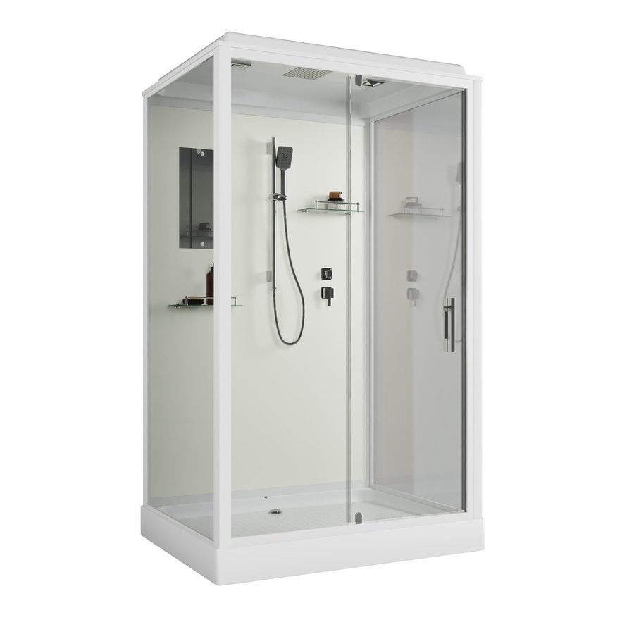 Душевая кабина Niagara Standart ST100/80/15Q (100х80х215) прямоугольник,поддон 15см,распашная,проф.белый,3 места — фото 1