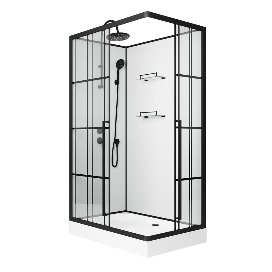 Душевая кабина Niagara Standart ST120/80/15QL/KL/BKT (120х80х225) низкий поддон(15см),черный,стекло прозрачное,3 места — фото 1