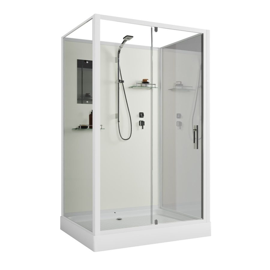 Душевая кабина Niagara Standart ST120/90/15Q/BK (120х90х200) прямоугольник,поддон 15см,распашная,проф.белый,без крыши,3 места — фото 1