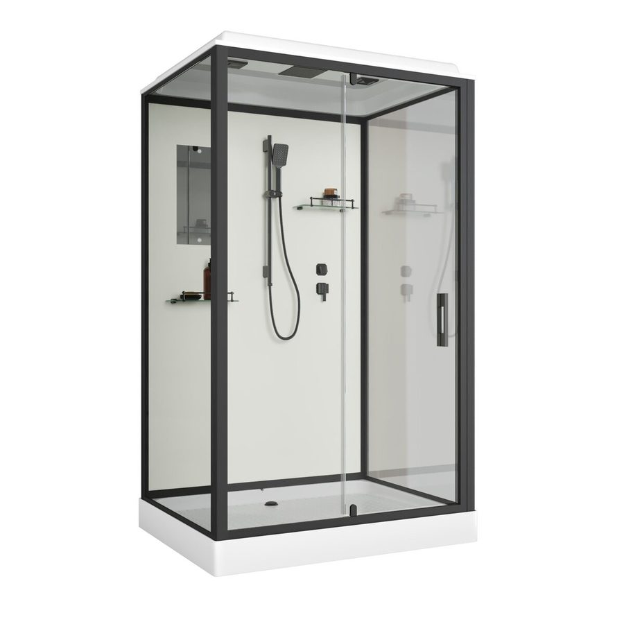 Душевая кабина Niagara Standart ST120/90/15Q/BL (120х90х215) прямоугольник,поддон 15см,распашная,проф.черный,3 места — фото 1