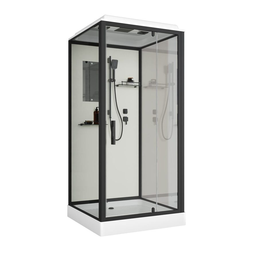 Душевая кабина Niagara Standart ST80/15Q/BL (80х80х215) квадрат,поддон 15см,распашная,проф.черный,3 места — фото 1