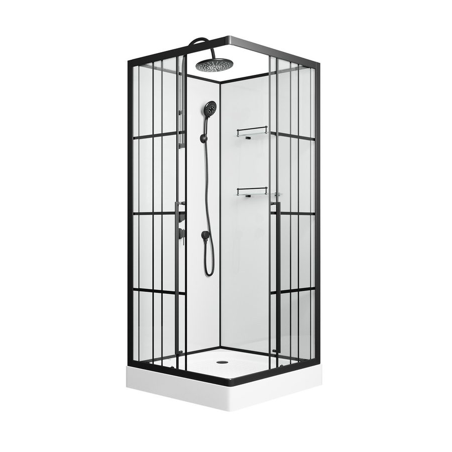 Душевая кабина Niagara Standart ST90/15QL/KL/BKT (90х90х225) низкий поддон(15см),черный,стекло прозрачное,3 места — фото 1